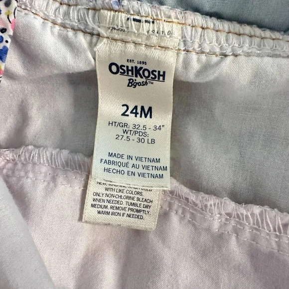 Oshkosh B'Gosh Girl's Tiered Ruffle Overall Dress Vestback Size 24 Months - Picture 5 of 6